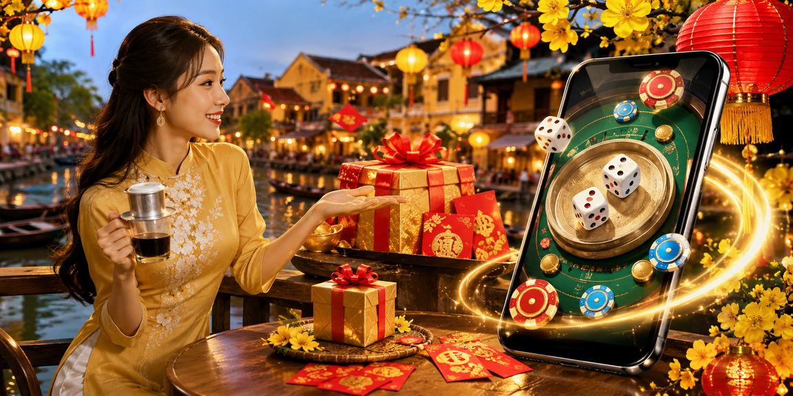 Người chơi tài xỉu tại quán cà phê phố cổ Hội An với hộp xúc xắc truyền thống