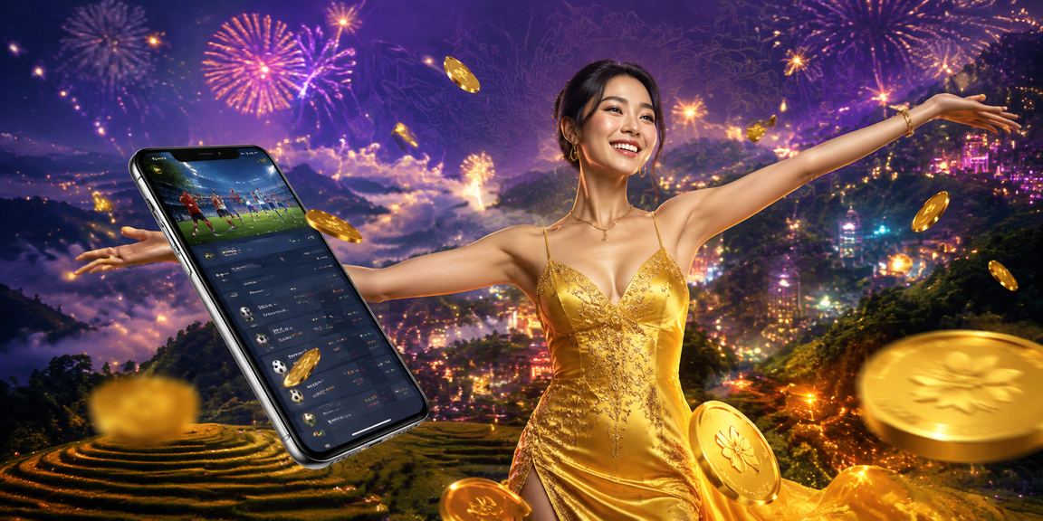 Màn hình neon hiển thị cá cược thể thao trực tuyến tại Sapa trong đêm